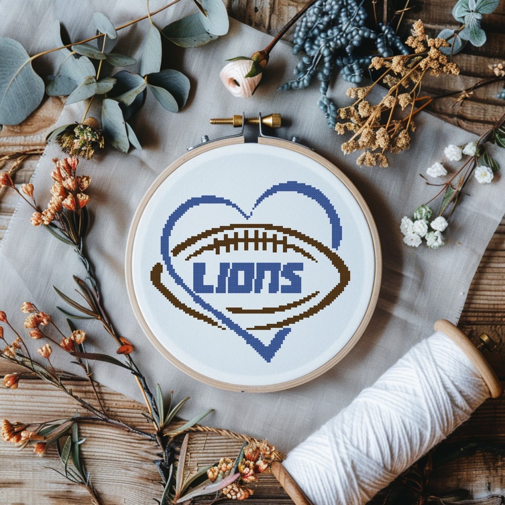 Detroit Lions Football Counted Cross Stitch Pattern Chart‎ - Picture 2 of 6